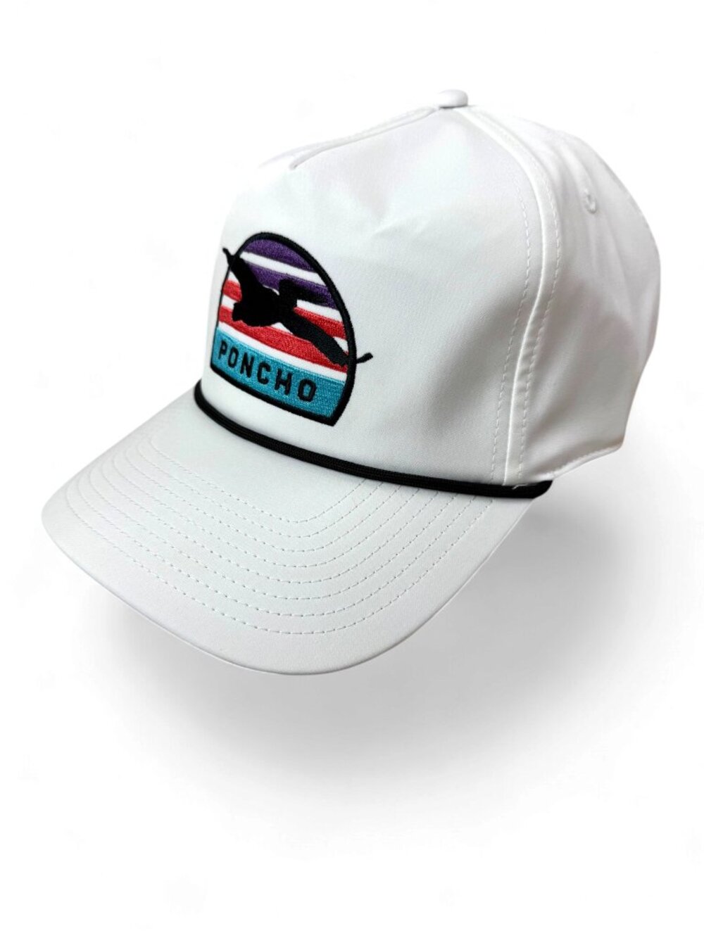 Poncho Outdoors Hat Snapback Cap White Pelican Sunset Patch Rope Fishing